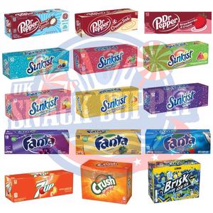 12 PACK of American Soda/Fizzy Drinks Range (Fanta/Coca Cola/DrPepper/Sunkist) Beverage Tangy Set