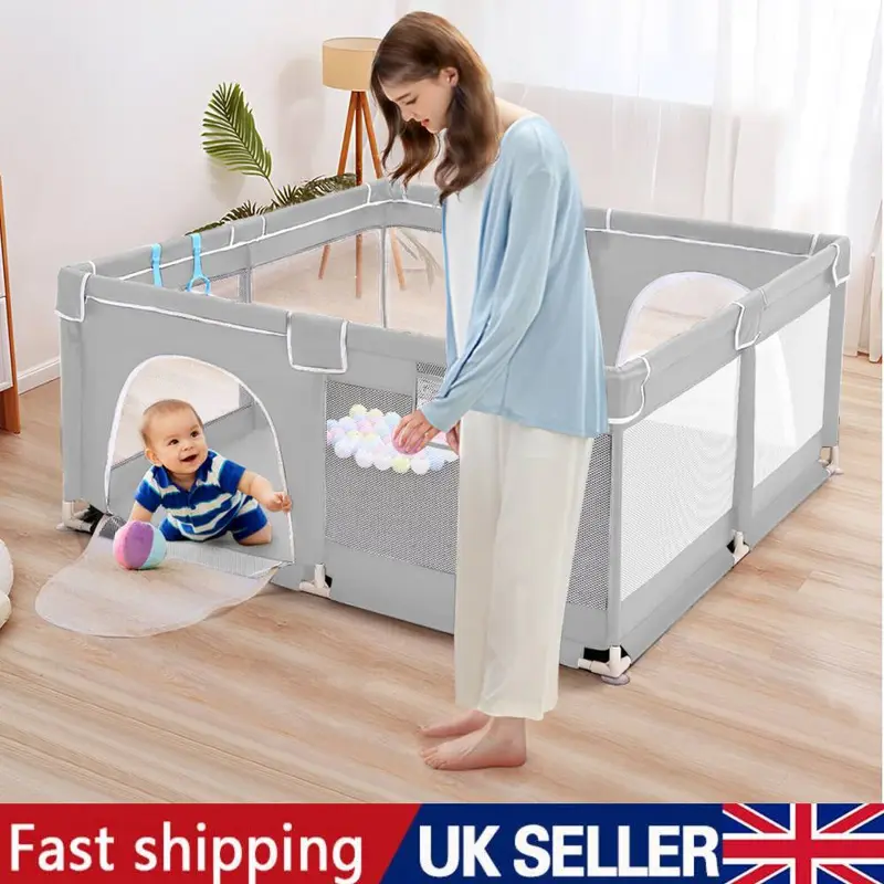 Product Introduction of Large Baby Playpen Children Toddler Kids Indoor Play Pen + 100 Balls Pool Basket 4