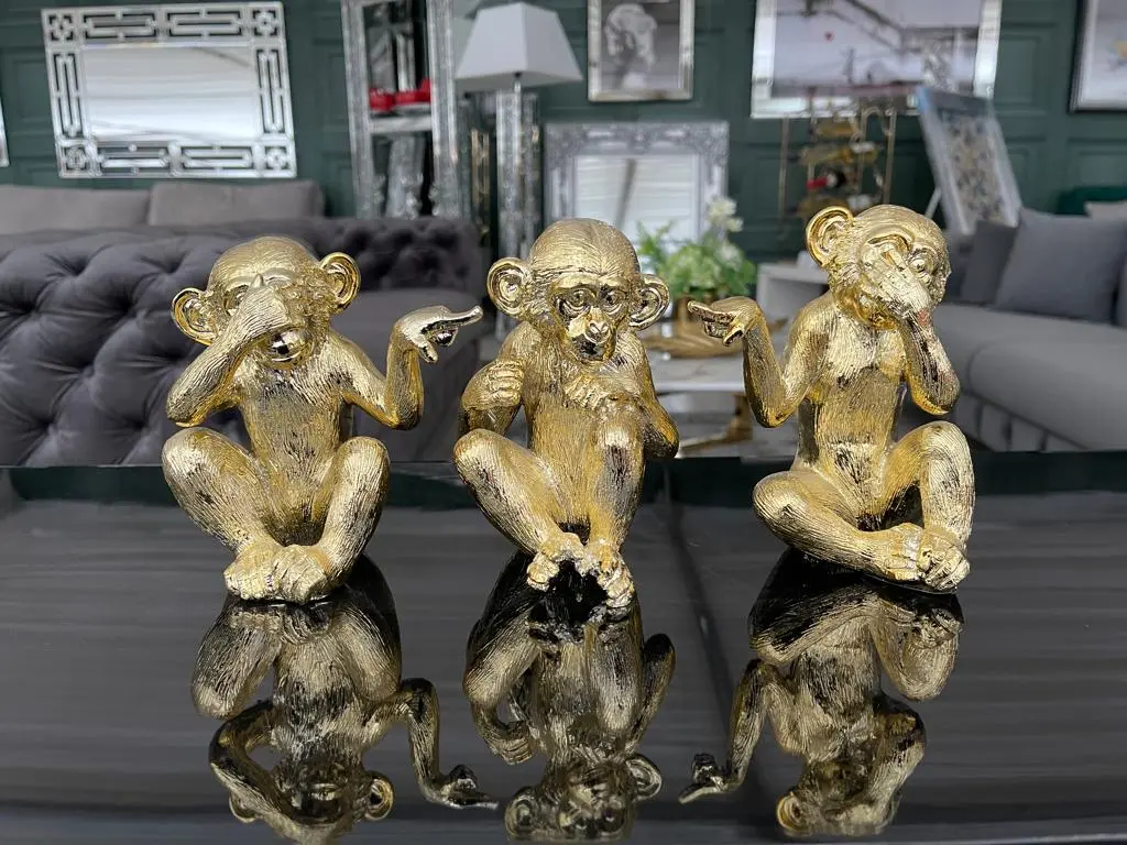 Gold See No Evil, Hear No Evil, Speak No Evil Monkeys