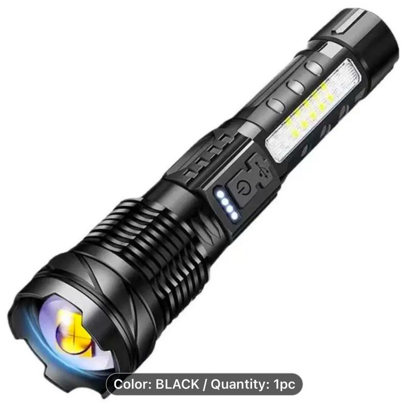 2-Pack LED Flashlights, USB Rechargeable with Telescopic Zoom, High-Lumen Outdoor Tactical Flashlight, 18650 Lithium Battery, Portable and Durable with Built-in Charging strong 4