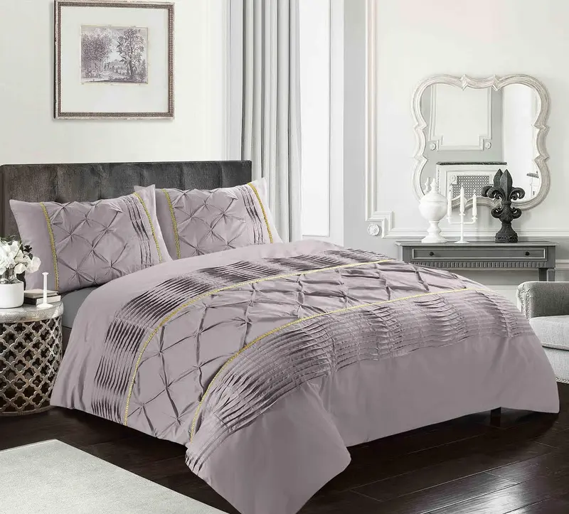 Say9 Eleanor Diamond Pintuck Duvet Quilt Cover Set - All-Season Comfort & Timeless Style. Single to Super King Sizes with Pillowcases. bedding  set pillow  cases 3