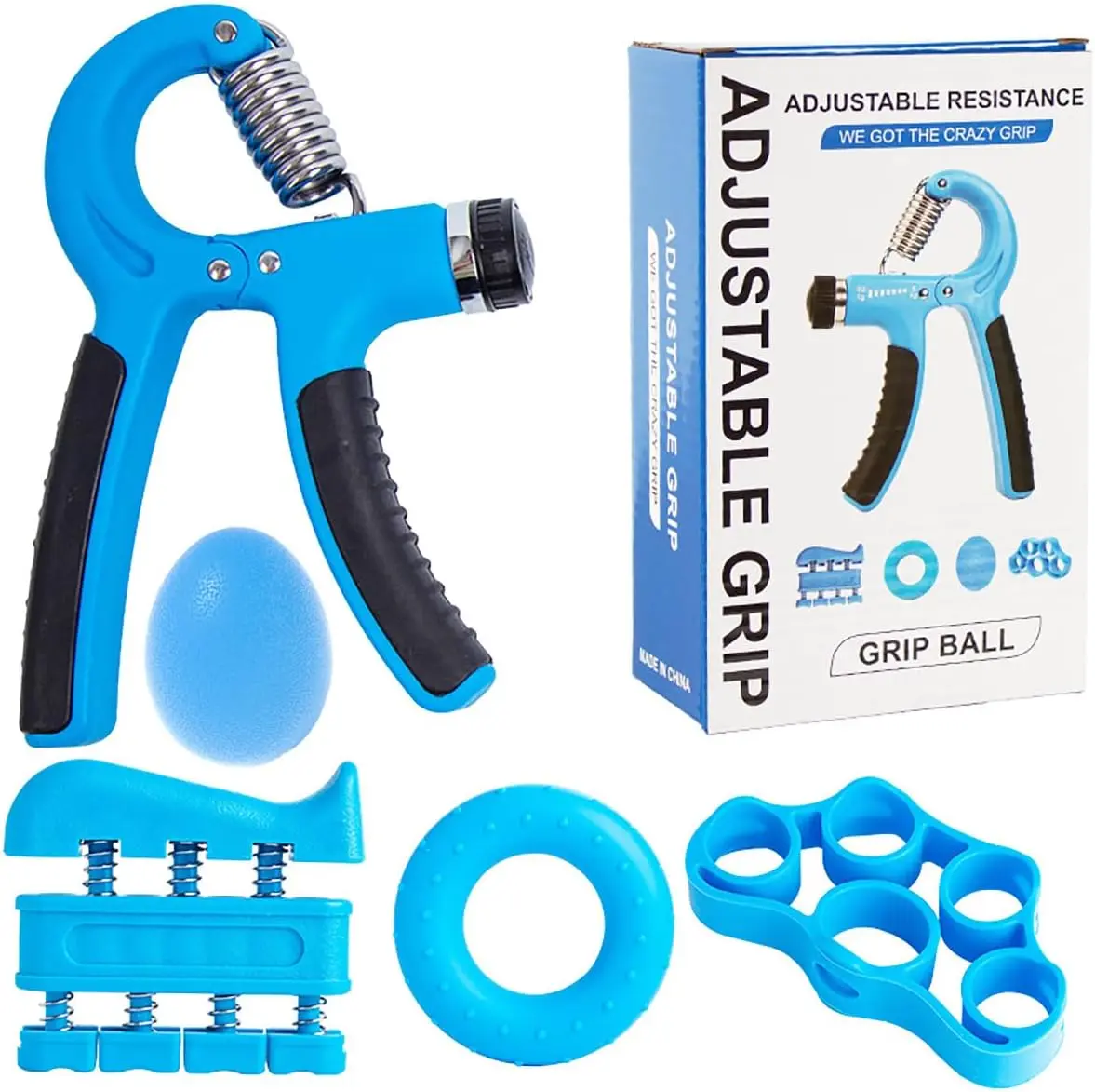 Hand Gripper,5 Piece Grip bundle,Sports&Outdoor,Fitness Equipment,Mag Finger and Arm strengthener,Stress and Autism relief,5-60kG Adjustable Hand Strengtheners,Veins Strengthener for Athletes and Hand Injury Recovery grippers grippa,workout  tools