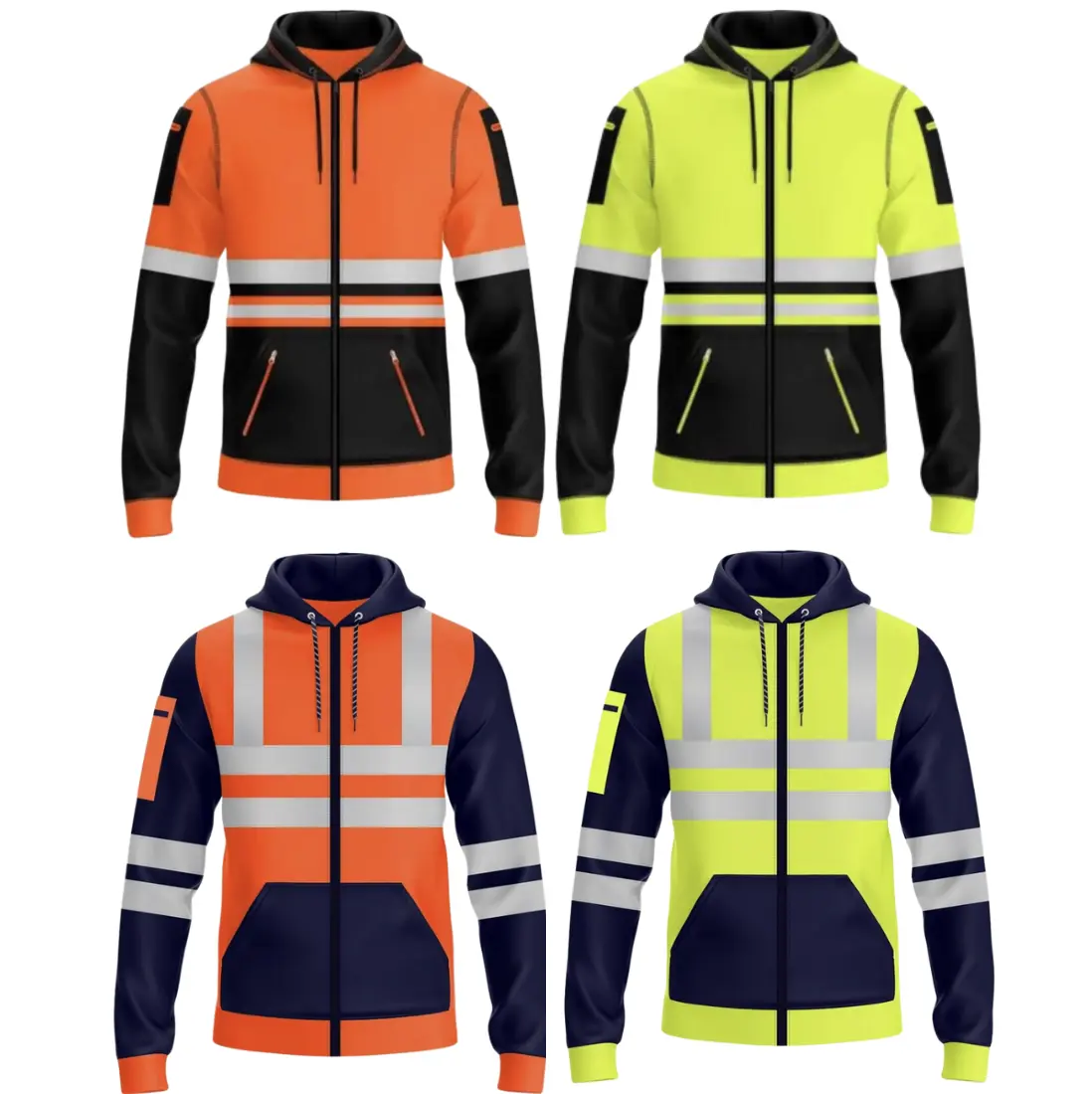 high visibility hi viz zip  hi vis zipped hoodie zip  hoodie storm range workwear mens tradesmen hoodie workwear zip hoodie fleece jumper menswear work Multifunctional scaffolding bricklaying construction workers laborer