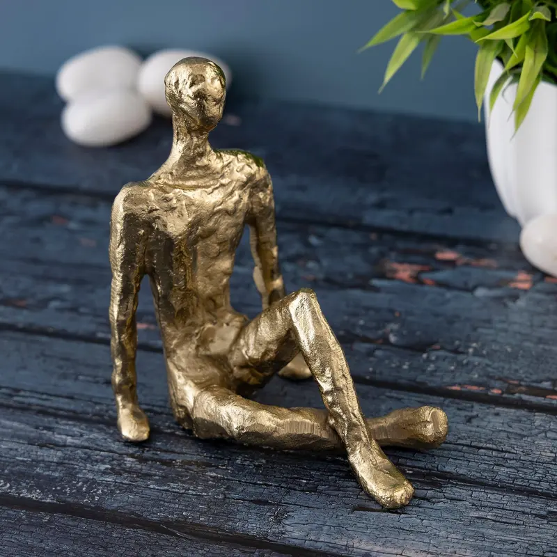 Kingsley Sitting Man Statuette Gold Finish 2