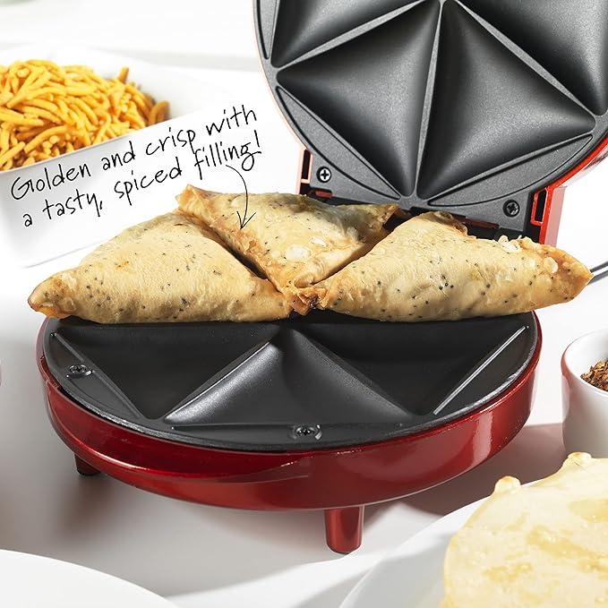 Giles & Posner EK3812G Samosa Maker - Party Snack Food, Non-Stick Bite Sized Multi Cooker, 6 Mould Triangle Press, Savoury & Sweet Pastry Parcel,1000W, Delicious Samosas, Empanadas & Fruit Turnovers 4