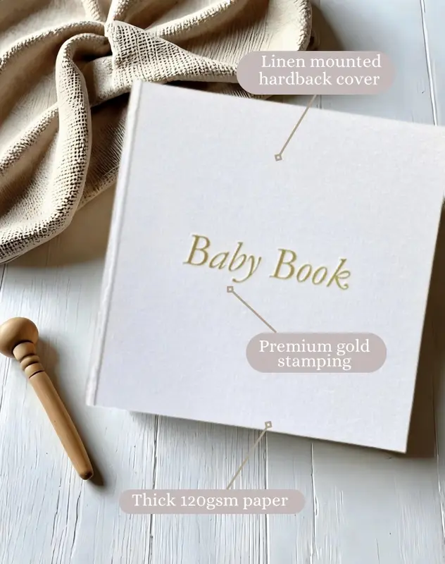 Luxury Baby Memory Book - Baby Shower Gift/Baby Journal for Newborn Baby Boy/Girl - Photo, Decor 2