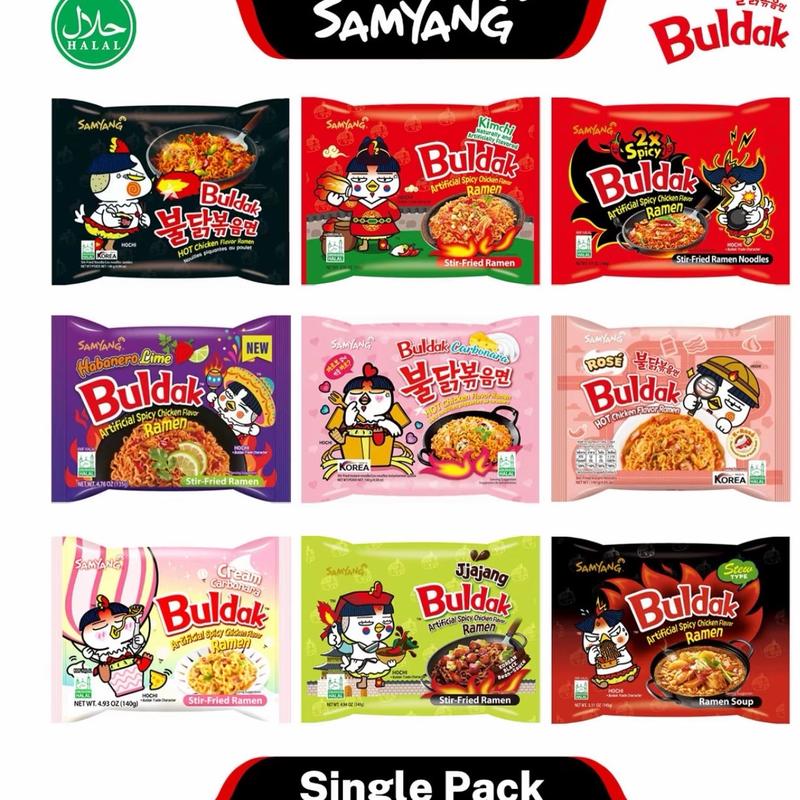 SAMYANG Buldak Single Packs - Instant Korean Snacks - Food carbonara 1