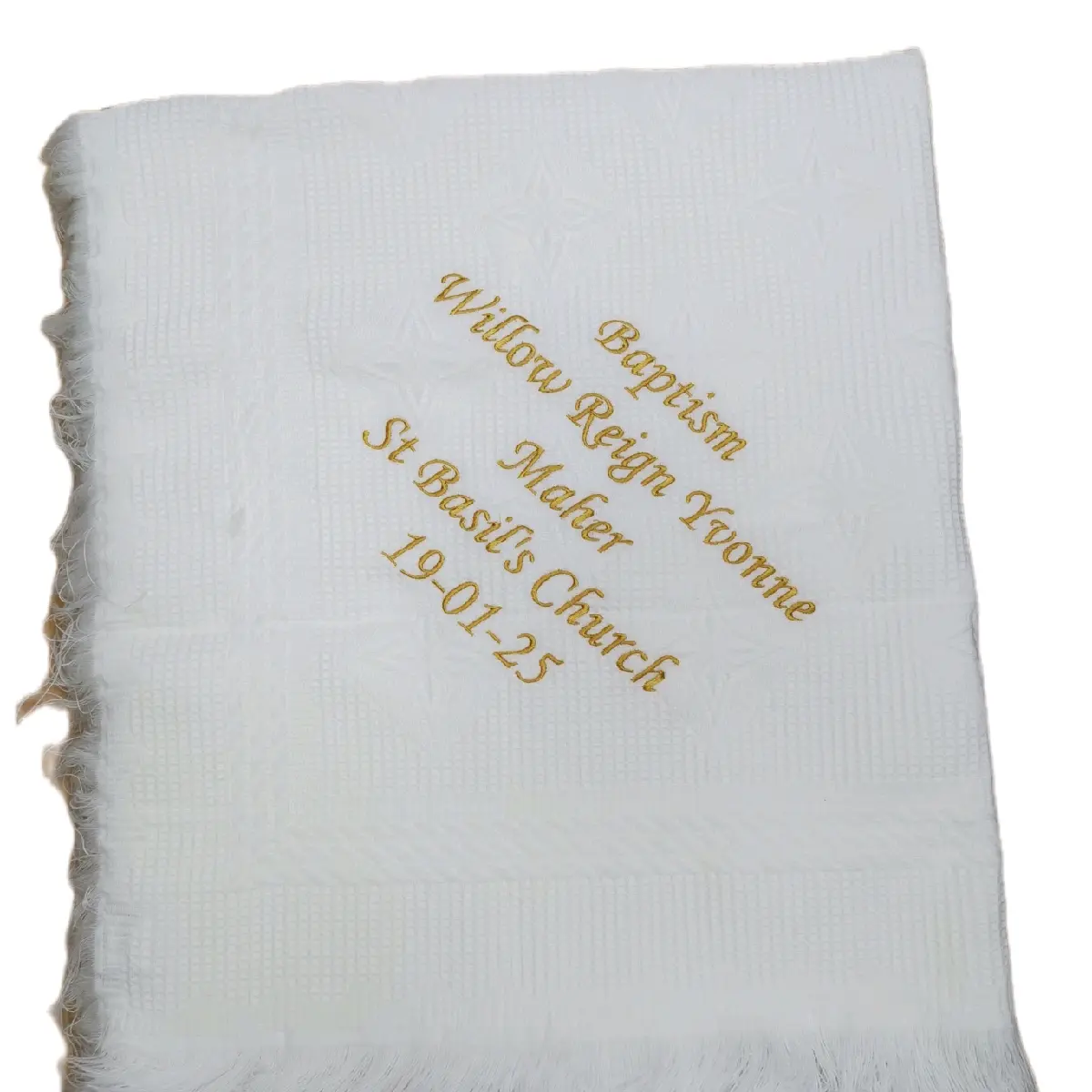 Personalized Christening Shawl with Baby Name and Date Embroidery in Any Color