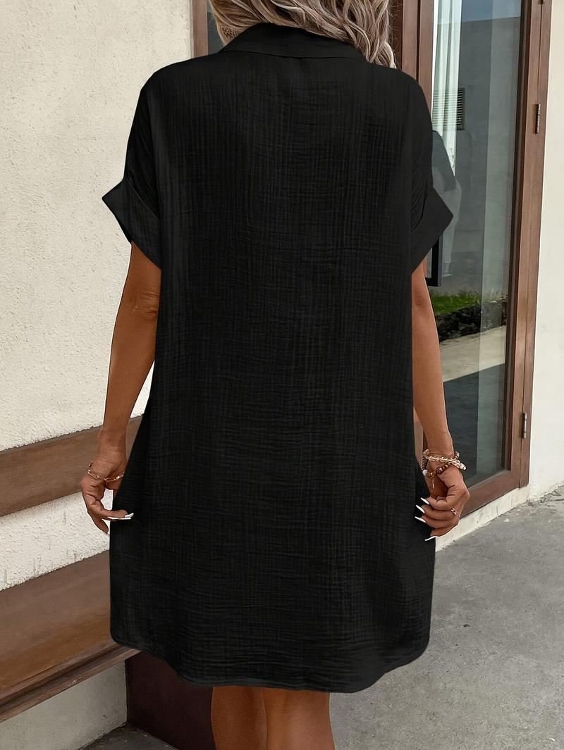Product Introduction of [100% Cotton V-neck Blouse] 100% Cotton Casual V-neck Blouse Dress For Women 3