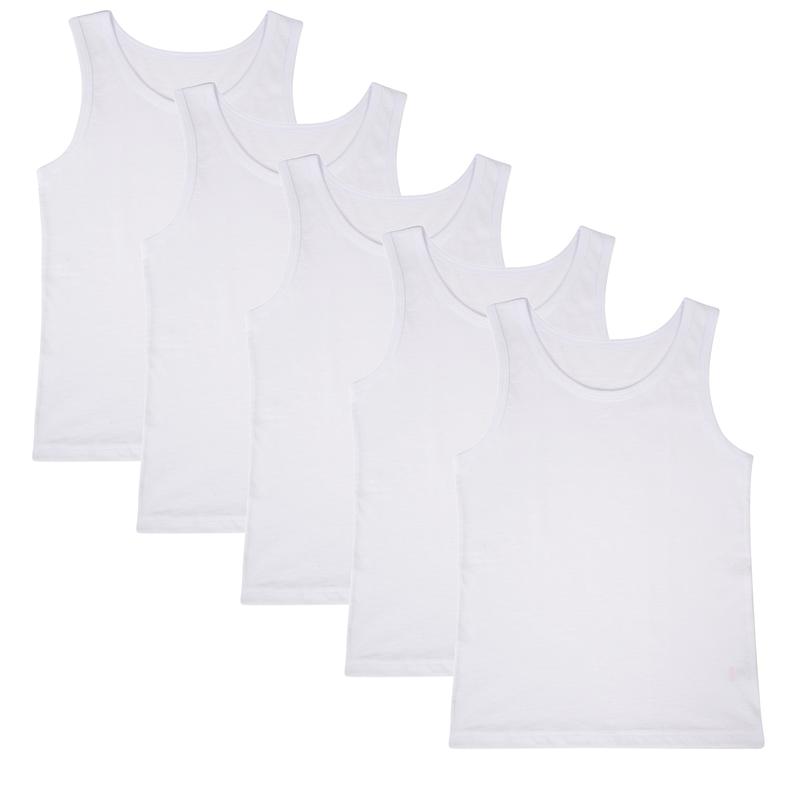 Boys 5 Pack Vests Underwear Sleeveless Kids 100% Cotton White Size 4-13 Years 3