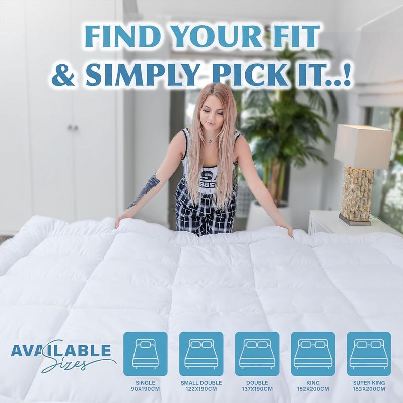 Deep Sleep Hotel Quality Mattress Topper 10cm/4Inch Thick Deep Quilted Toppers Single Double King Super King Bed Size 3
