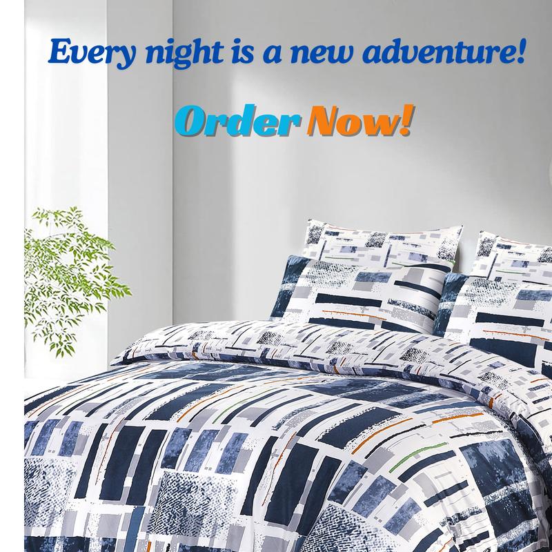 Hotel Quality Printed Duvet Cover Set 200 Thread Count 100% Soft Microfiber Reversible Bedding Sets with matching Pillowcases Double King SuperKing Bed Quilt Covers Size 1