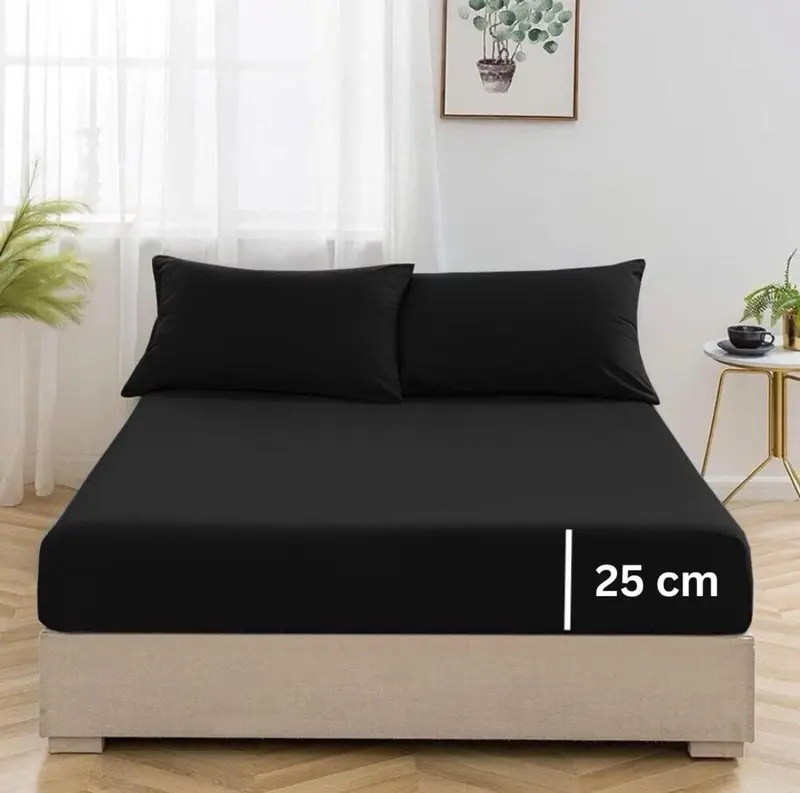 Poly Cotton Fitted Sheets 25cm/10" Deep | Luxury Plain Soft Bed Sheets PolyCotton Hotel Quality Finest Fitted Bed Sheets | Shrinkage & Fade Resistant Percale Quality Fitted Sheets | Double Brushed Microfibre | Non Iron Warm Easy Care Machine Washable 1