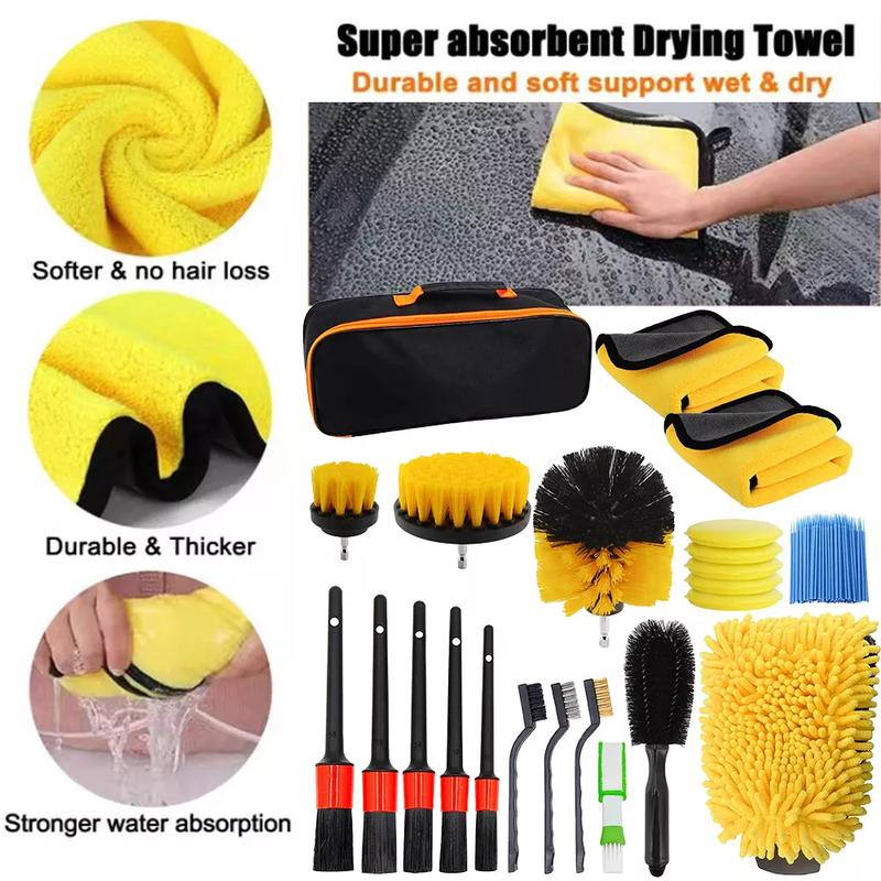 122Pcs Car Detailing Brush Set | Soft Bristles for Interior & Exterior | Wheel, Dashboard & Seat Cleaning | Valet Pro Car Wash Kit | Auto Care Accessories for Deep Cleaning | Ideal for Car, Bike & Home Use 1