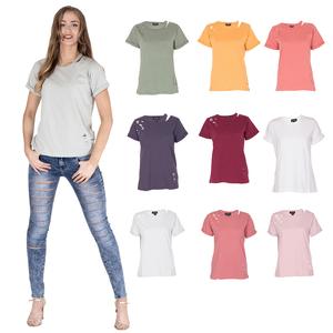 Noroze Women's Short Sleeve Plain T-Shirts Distressed Ripped Holes Nibble Cut Out Rounded Neck Casual T-shirt UK Sizes 6-18