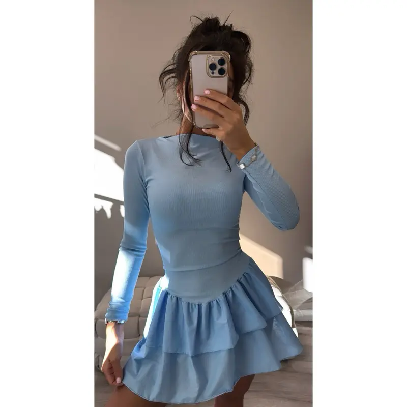 Women's Frill Mini Dress for Casual Wear - Womenswear 1