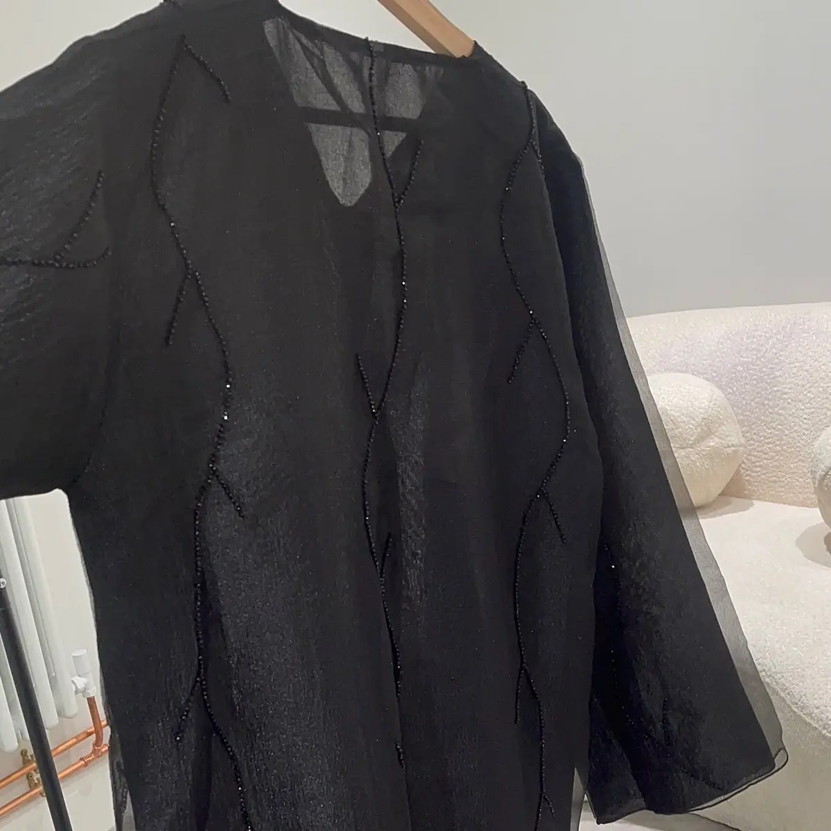 Women's Black Abaya with Sheer Flow Design - Perfect for Formal Occasions ramadan abaya