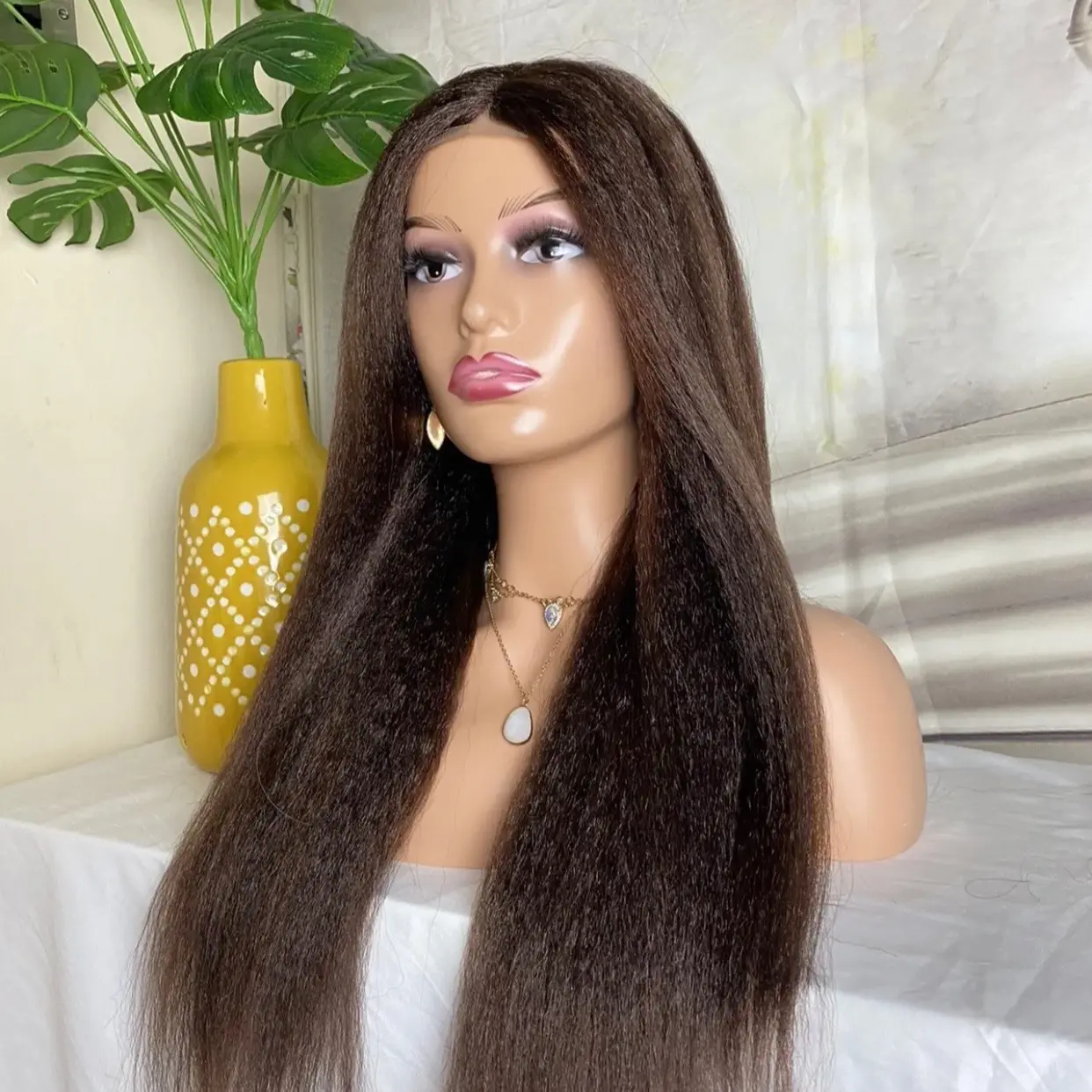 20 inches Afro kinky straight Brown wig, T part lace Front Wig, women Gift