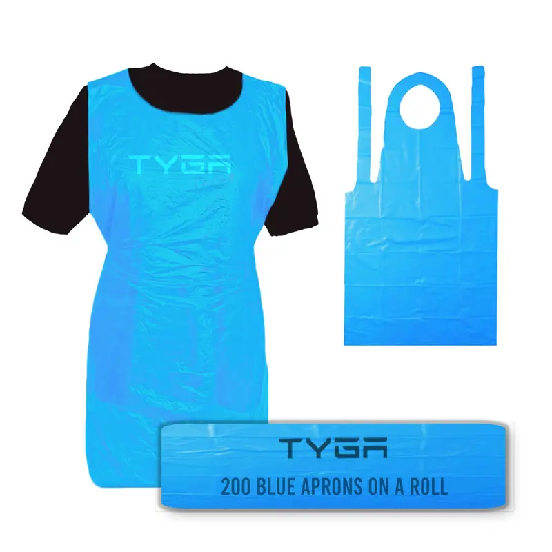 TYGA Disposable Workwear Protective Polythene Aprons (200) (On A Roll) Pack Kitchen Personal Cleaning 0