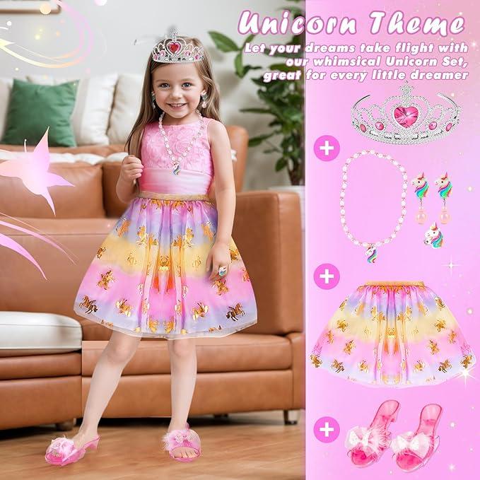 Princess Dress Up Shoes, Princess Costume for Girls Toys Pretend Jewelry Accessories for 3 4 5 6 Aged Girls Birthday Halloween Gifts 4