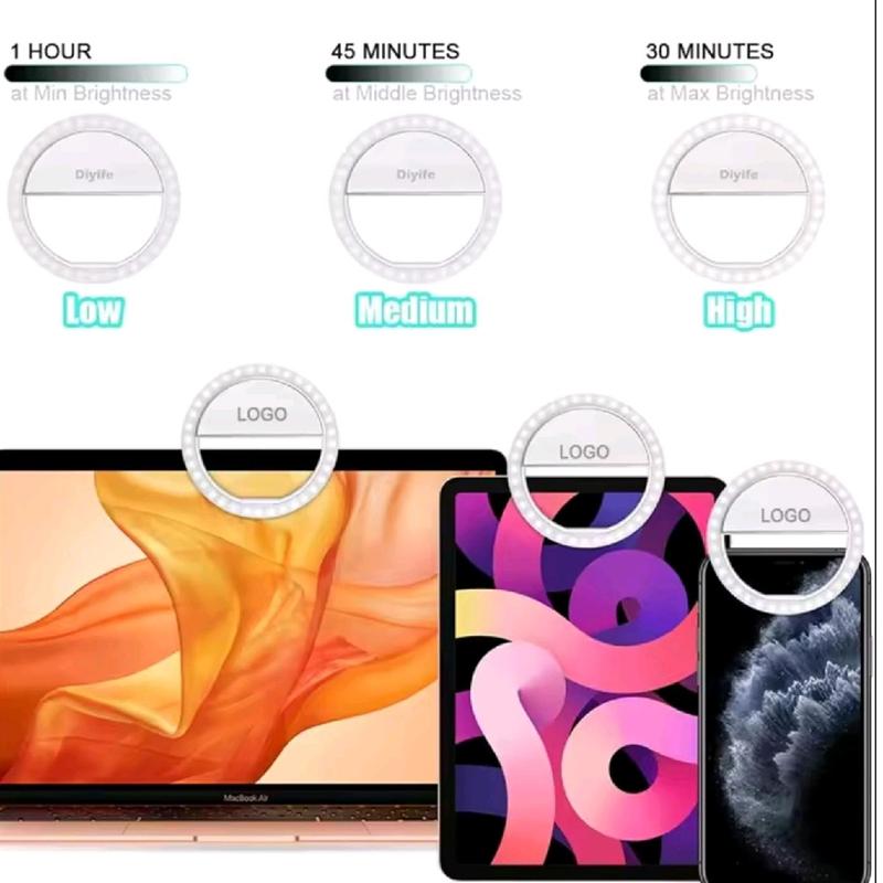 Selfie Light for Phone, Ring Light for Phone [Rechargeable] with 3 Brightness Levels & 30 LEDs, Dimmable Phone Selfie Ring Light for Phone, Tablet, Laptop, Zoom Meeting, Makeup, Video Accessories Adjustable Clip Portable Compact Cellphone Smartphone 4