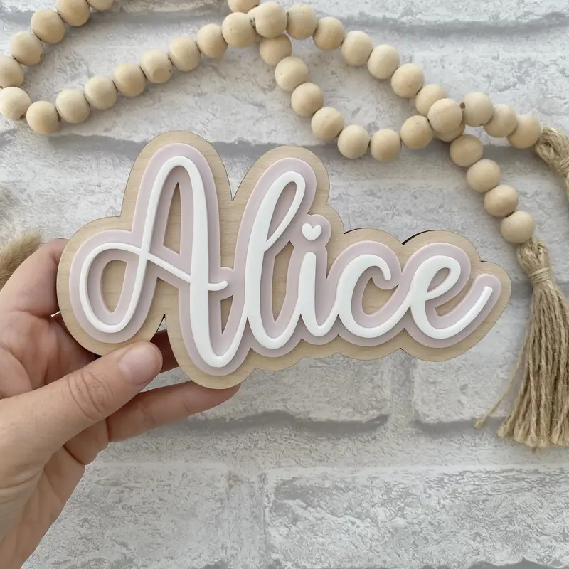 Personalised Childrens Name Sign | Triple Layer Sign | Acrylic Signs | Nursery Name Plaque | Kids Door sign | Wooden Name Sign | Playroom Signs 0