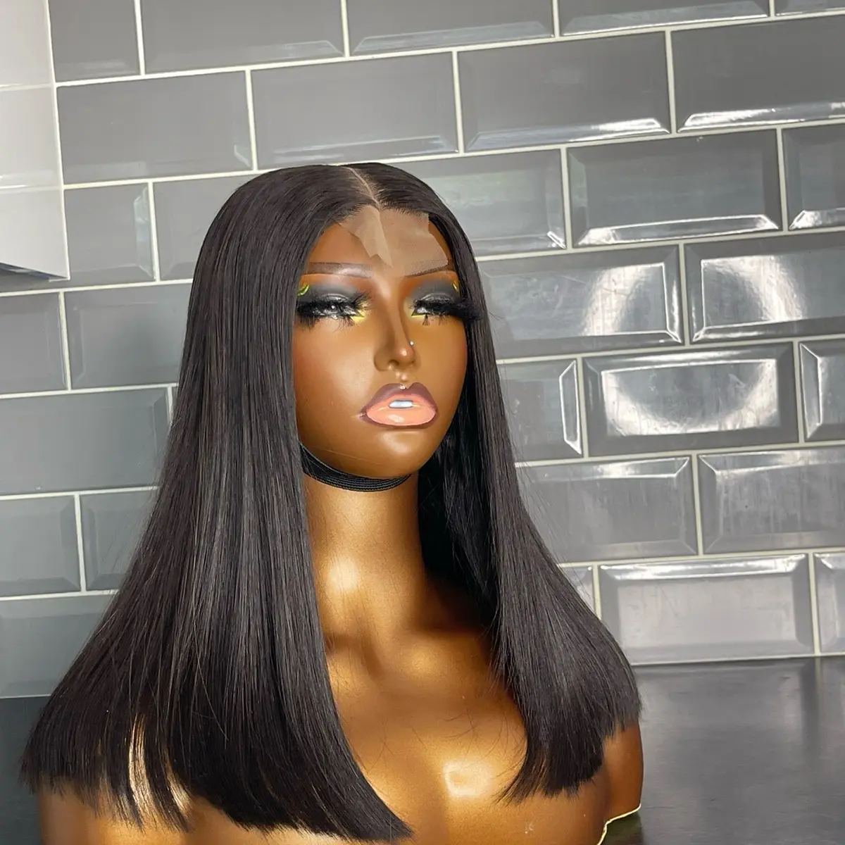SDD 2*6 bone straight closure wig in black