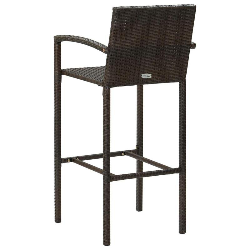 5 Piece Outdoor Bar Set with Armrest Poly Rattan Brown 5