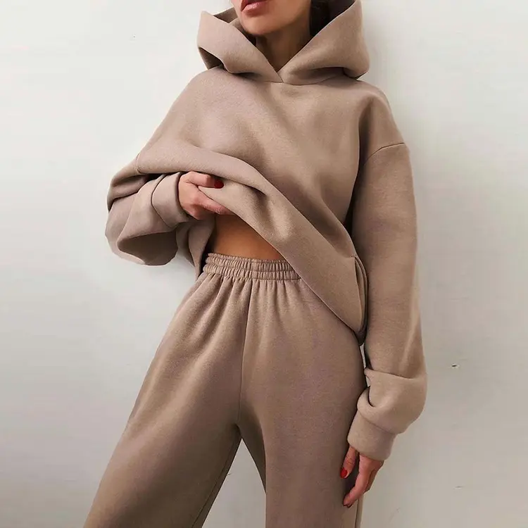 Women's Autumn and Winter Sweatshirt Set Solid Color Casual Fashion Sports Pants Two-piece Set Breathable Clothing Comfort Comfortable Womenswear Sweatpants