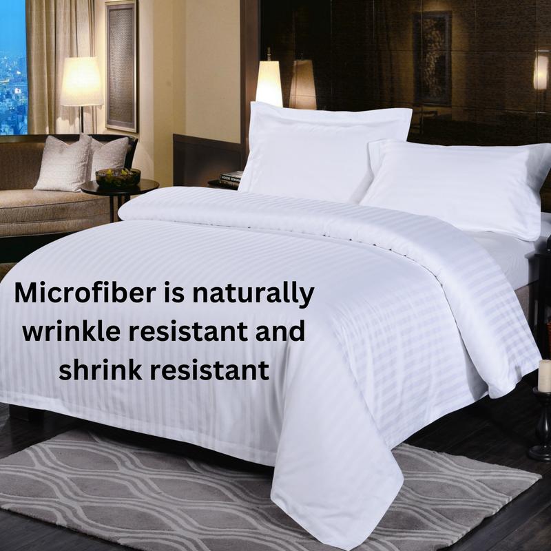 Microfibre Duvet Cover Hotel Quality Bedding Set Satin Stripe  Quilt Duvet Covers, Solid Soft & Comfy Bedding Cover Set Breathable Duvet  Set Satin  Bed  Sheets Mattress  Protector 4