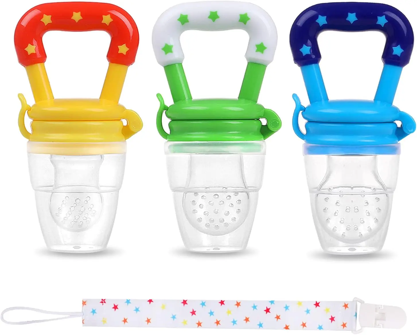 Fruit Feeder JUYOO Weaning Dummies Set Include 3 Pcs Food Feeder Pacifiers with Pacifier Clips Teething Dummy for Babies Infant Toddlers