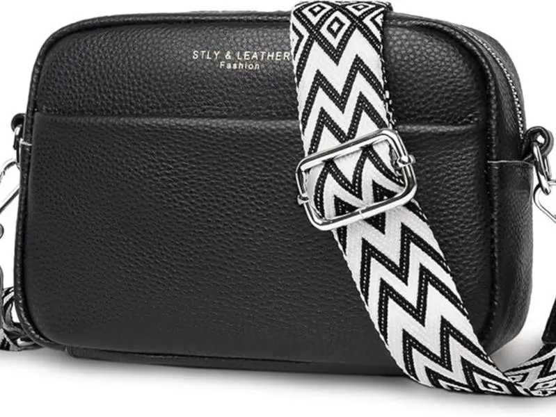 Crossbody Bag for Women, Genuine Leather Women's Cross body Camera Bags Handbag with Adjustable Wide Strap, Over Shoulder Bag for Ladies Girls Travel Shopping Work Daily Use