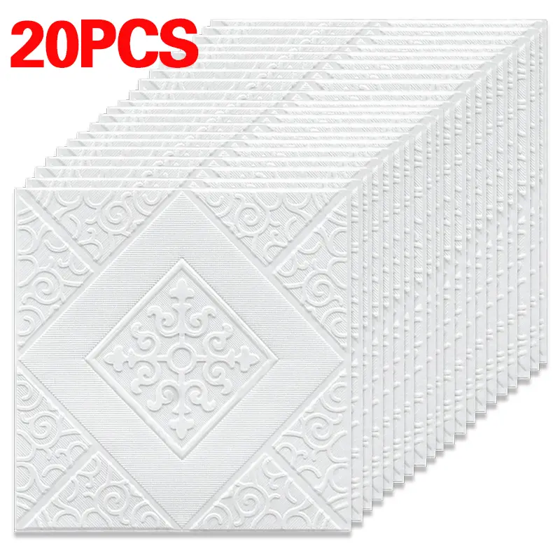 20PCS 3D Foam Tile Brick Wall Sticker Self-adhesive Waterproof Ceiling Wallpaper