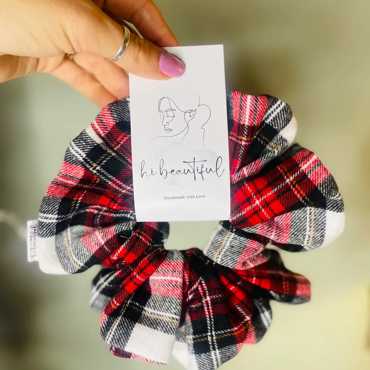 HoBeautiful Cotton Scrunchie Tartan 2 . Two sizes available