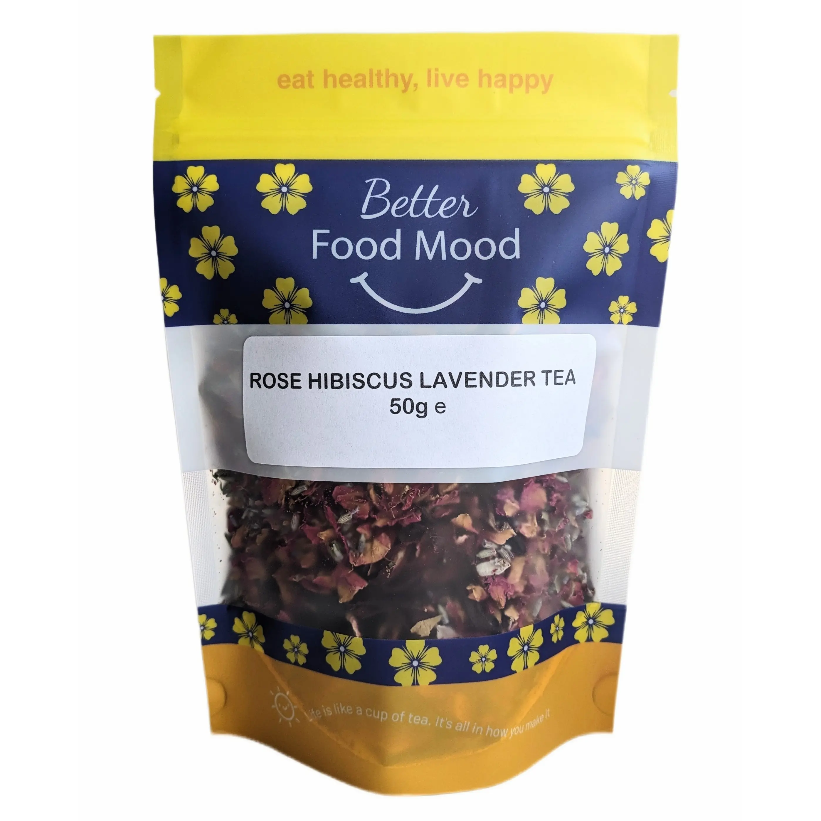 Better Food Mood Rose, Hibiscus and Lavender Loose Leaf Herbal Tea 50g Pack - All-natural & Delicious Tea