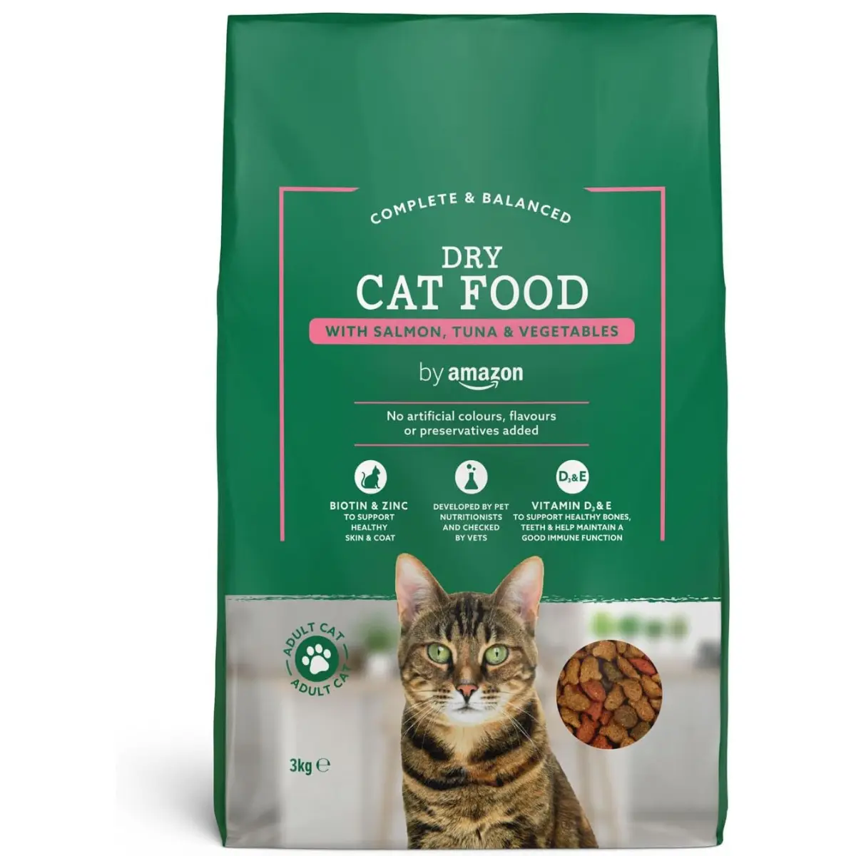 by Amazon - Complete Dry Cat Food with Salmon, Tuna and Vegetables, 1 pack of 3kg