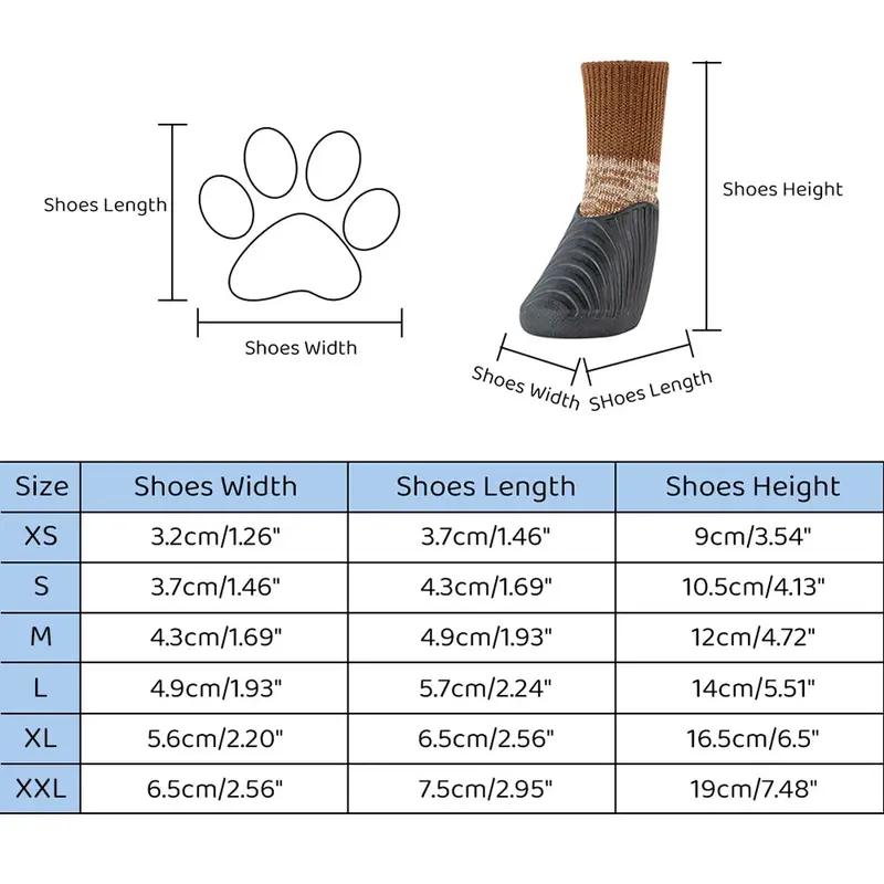 4pcs/set Outdoor Waterproof Nonslip Anti-stain Dog Cat Socks Booties Shoes Wth Rubber Sole Pet Paw Protector For Small Large Dog 5
