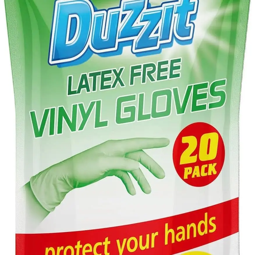 s20 X Duzzit Vitrile LARGE DISPOSABLE Gloves Vinyl Large Food-Safe DisposaLatex Free Medical Grade Hand Waterproof work Glove Powder-FreeSafety Chem DefenderPremium Latex Powder-Free GloveGloves Tattoo Mechanic Car Garages Cleaning