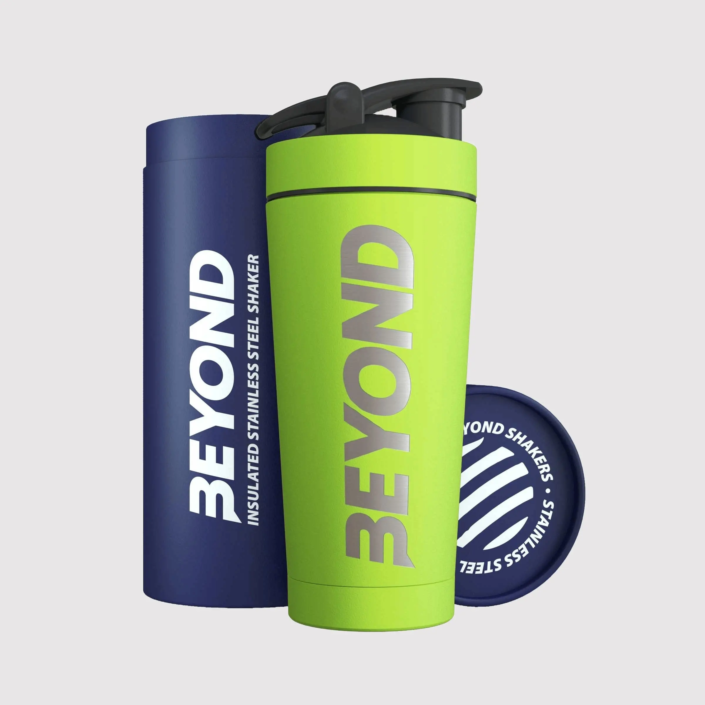 Beyond Fitness Premium Insulated Stainless Steel Protein Mixer Shaker Supplement Bottle - Metal and BPA Free Green