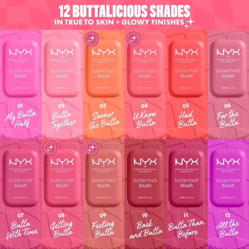 NYX Professional Makeup Buttermelt Blush, Powder Blush Up to 12H Wear, Fade & Transfer Resistant, Select Your Shade 1
