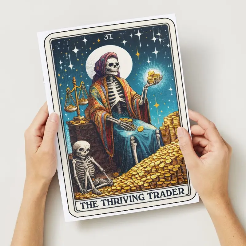 A4 Unframed Wall Print - Funny Skeleton Tarot Card - Home Decor & Wall Art - Room, Poster 1