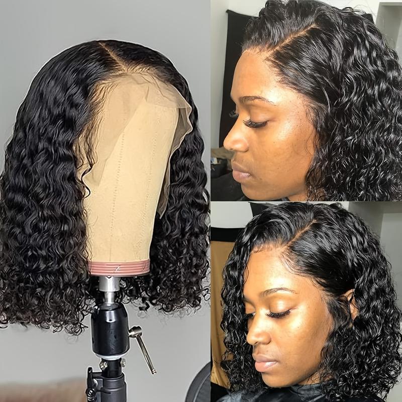 YWBL-WH 1pc Deep Wave Short Bob Wig Nylon Material – Glueless Curly Bob Machine Made Rose Net Wig Unscented – Easy Wear No Power Required, Valentine'S Day Gift 3