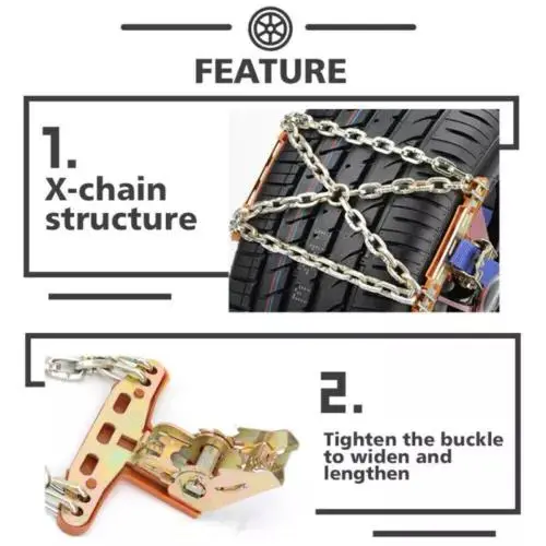 Wheel Tire Snow Anti-skid Chains for Car Truck SUV Emergency Universa Strap 3