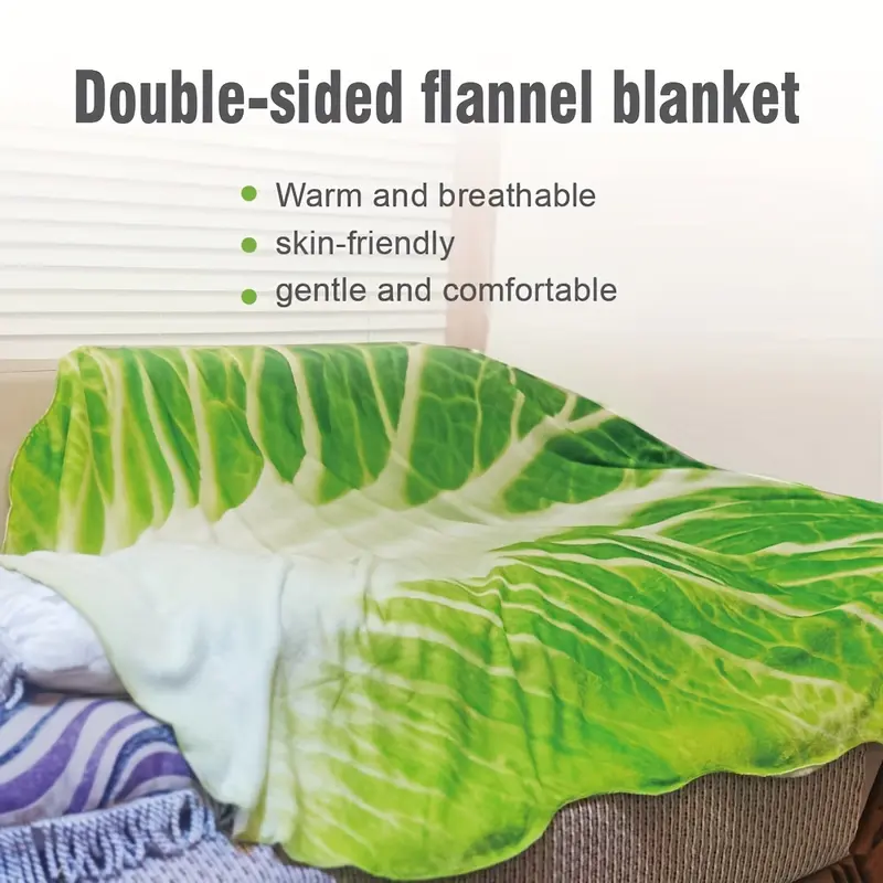 1pc Winter Warm Flannel Blanket, Funny Simulated Cabbage Blanket, Comfortable Warm Soft Blanket, For Sofa, Office Bed And Outdoor Travel 1