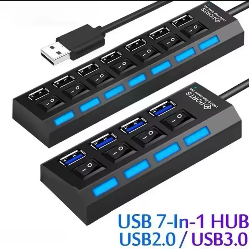 USB 2.0 Extension Hub Splitter with Switch for Computer and Electronics 0