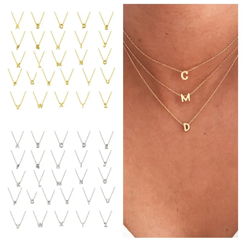 Initial Necklace, Personalised Letter Necklace, Dainty Minimalist Letter Charm Jewellery,