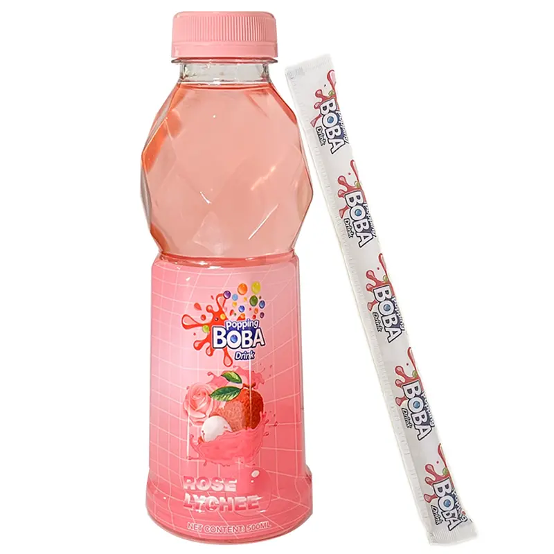Popping Boba Drink Rose Lychee Flavour 500ml 2