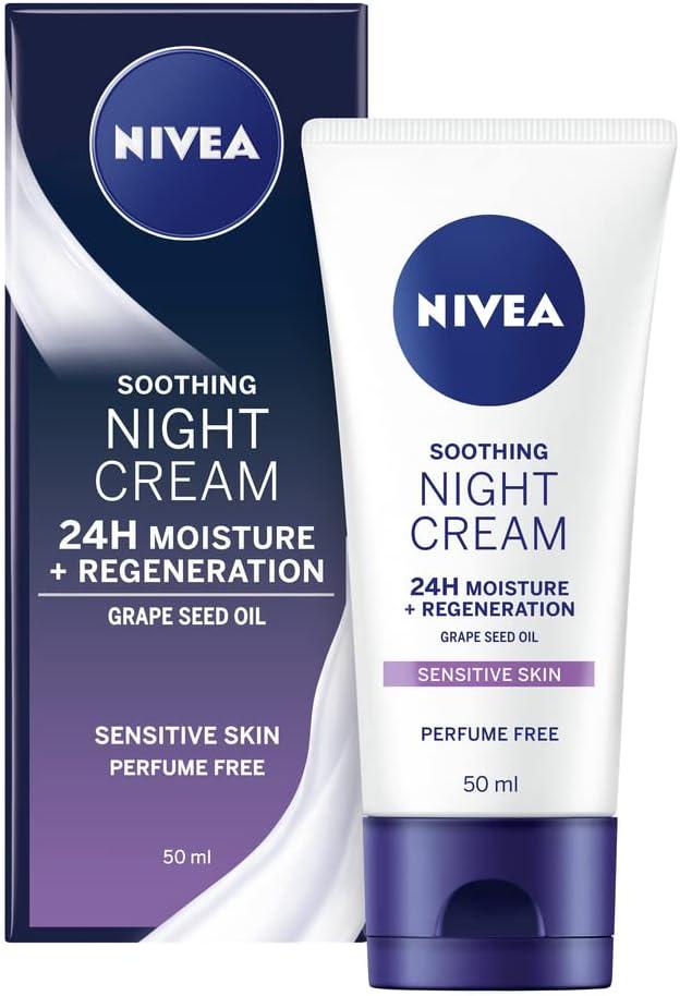 Product Introduction of NIVEA Sensitive Night Cream (50 ml), Face Cream for Sensitive Skin with Liquorice Extract and Grape Seed Oil, Regenerating Skin Care 4