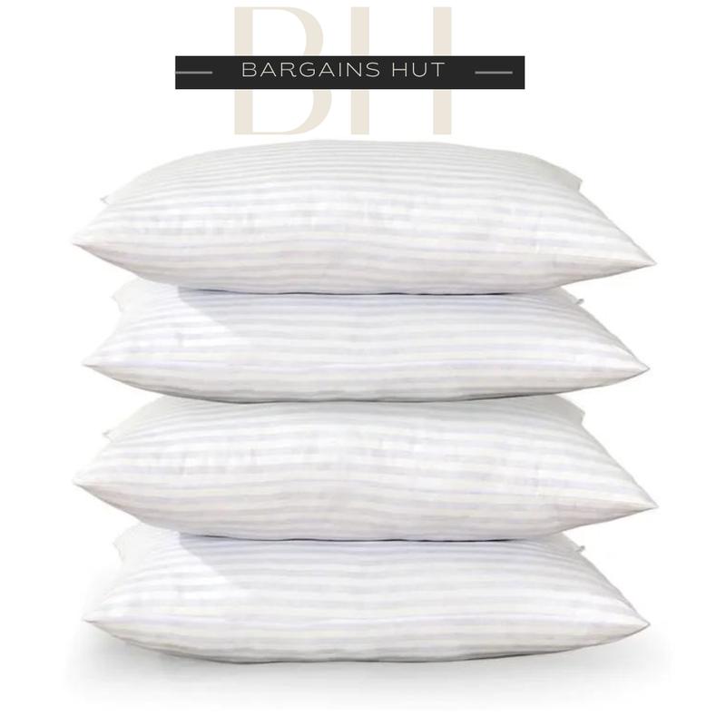 Hotel Quality Bounce Back White Stripe Pillows Anti Allergic Luxury Soft Hollowfibre Filled 3