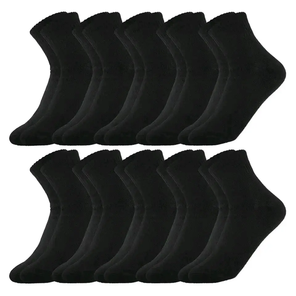 10 Pairs of MEN'S Mid-calf Socks Cotton Socks for All Seasons, Solid Colour and Versatile Menswear Day Plain Outfit